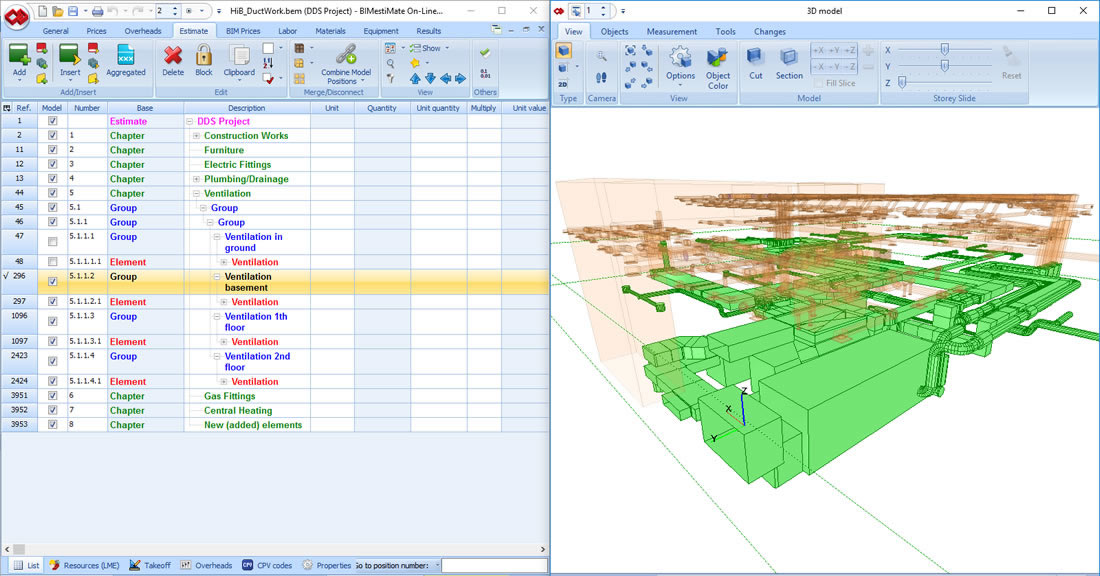 Bimestimate - zrzut zaznaczania instalacji Bimestimate zaznaczanie instalacji